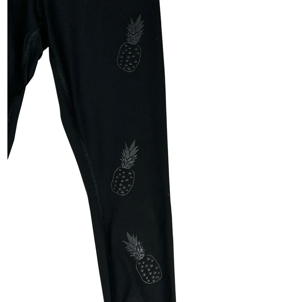 RBX Black Textured Pineapple Print Athletic Leggings‎ Women's Size Medium